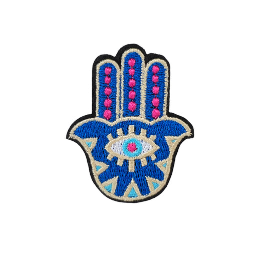 P0038-blauw-met-roze-hamsa-hand-patch