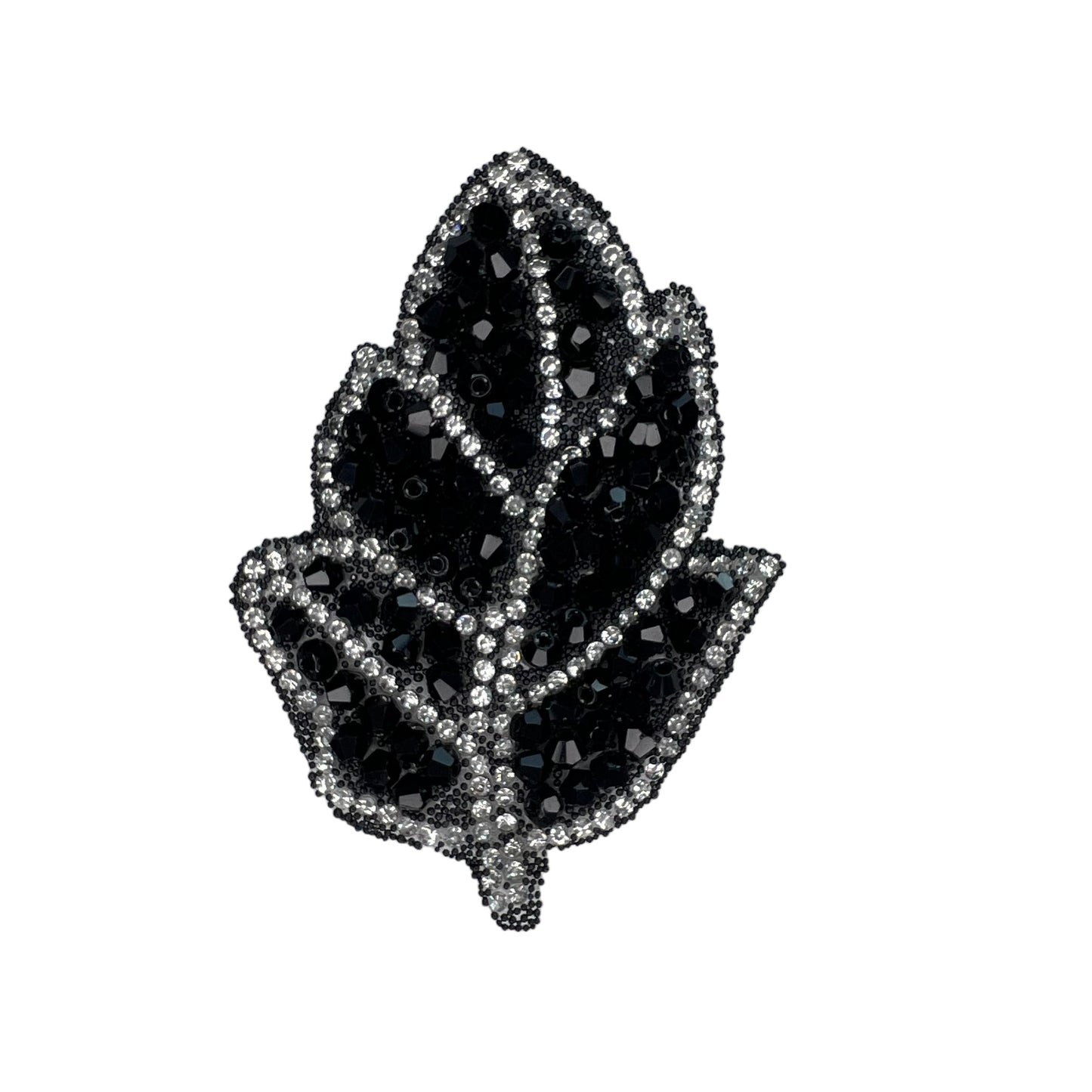 SP0010-zwart-blad-met-zilveren-rand-strass-patch