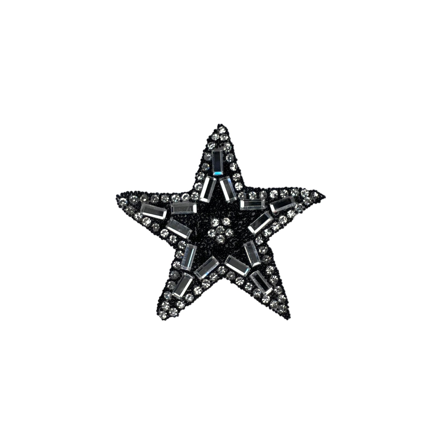 SP0020-zwart-met-zilveren-ster-strass-patch