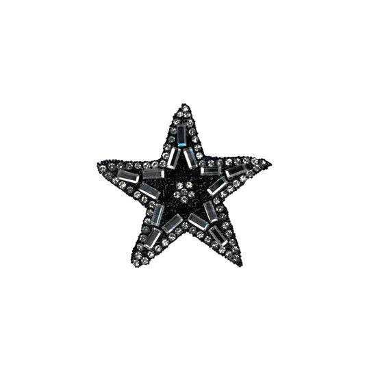 SP0020-zwart-met-zilveren-ster-strass-patch